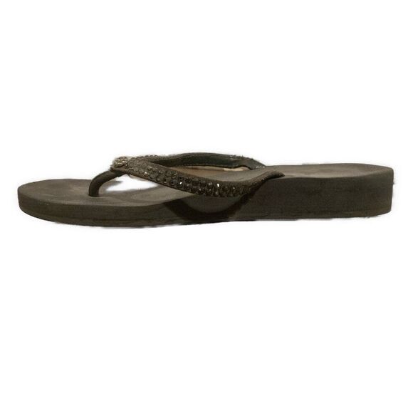 Yellow Box Jello Women’s Solid Black Rhinestone Thong Flip Flops Sandals 8 - Picture 1 of 5